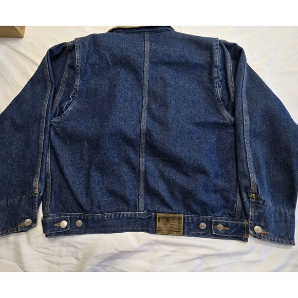 Vintage 90s Polo Ralph Lauren Stable Jacket Denim Corduroy Coller Medium Cotton - Picture 5 of 15